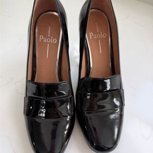 Paolo Black Patent Loafers for Women